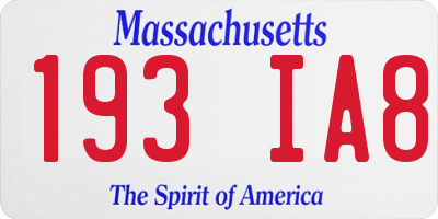 MA license plate 193IA8