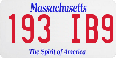 MA license plate 193IB9