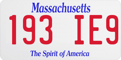 MA license plate 193IE9