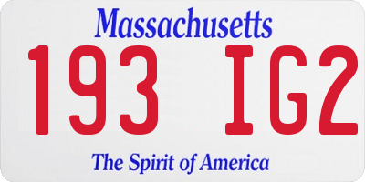 MA license plate 193IG2