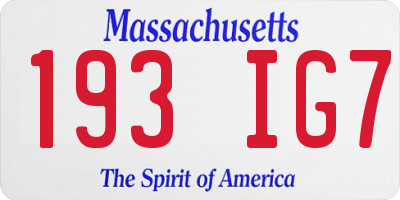 MA license plate 193IG7