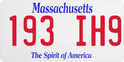 MA license plate 193IH9