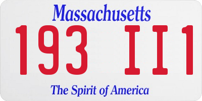 MA license plate 193II1