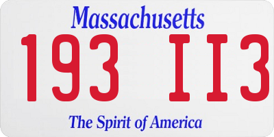 MA license plate 193II3