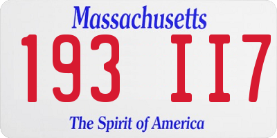 MA license plate 193II7