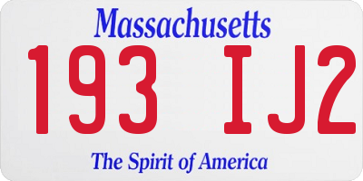 MA license plate 193IJ2