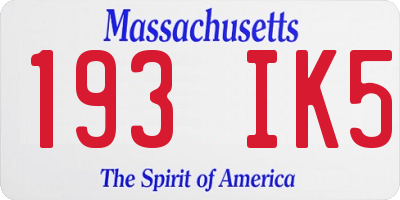 MA license plate 193IK5