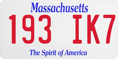 MA license plate 193IK7