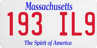 MA license plate 193IL9