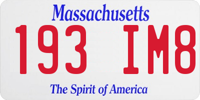 MA license plate 193IM8