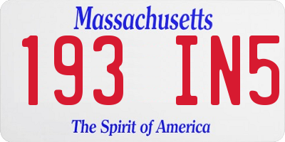 MA license plate 193IN5