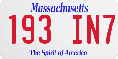 MA license plate 193IN7