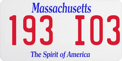MA license plate 193IO3