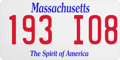 MA license plate 193IO8
