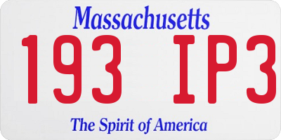 MA license plate 193IP3