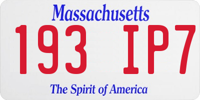 MA license plate 193IP7