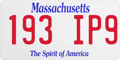 MA license plate 193IP9