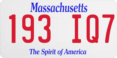 MA license plate 193IQ7