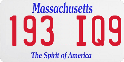 MA license plate 193IQ9
