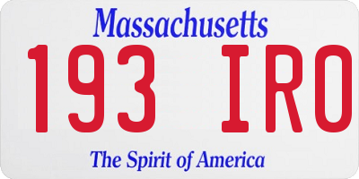 MA license plate 193IR0