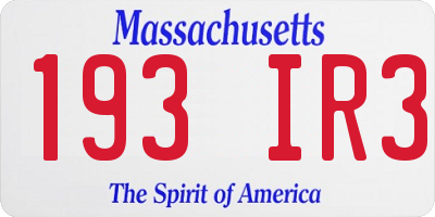 MA license plate 193IR3