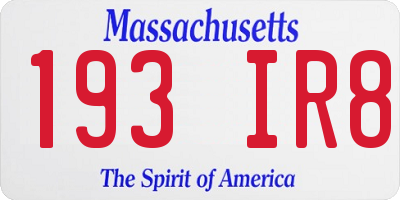 MA license plate 193IR8