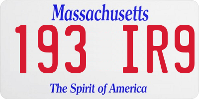 MA license plate 193IR9