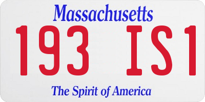MA license plate 193IS1
