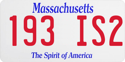 MA license plate 193IS2