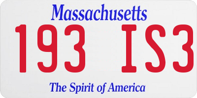 MA license plate 193IS3