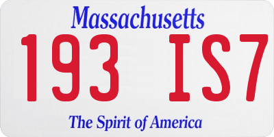 MA license plate 193IS7