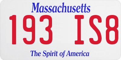 MA license plate 193IS8