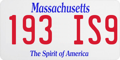 MA license plate 193IS9