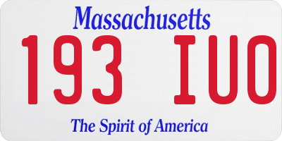 MA license plate 193IU0
