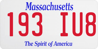 MA license plate 193IU8