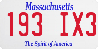 MA license plate 193IX3