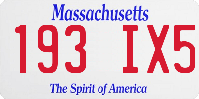 MA license plate 193IX5
