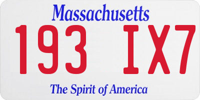 MA license plate 193IX7