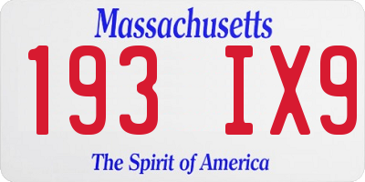 MA license plate 193IX9
