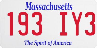 MA license plate 193IY3