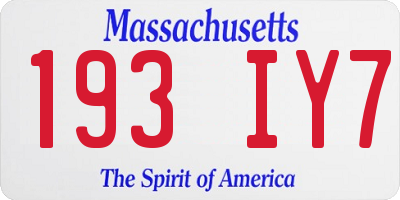 MA license plate 193IY7