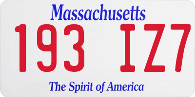 MA license plate 193IZ7