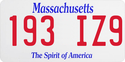 MA license plate 193IZ9