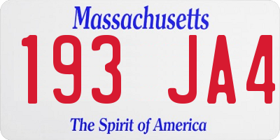 MA license plate 193JA4