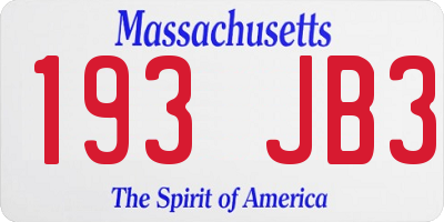 MA license plate 193JB3