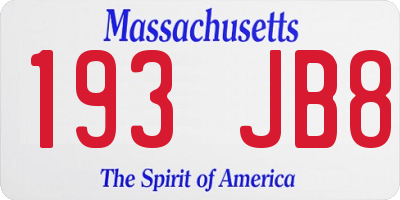 MA license plate 193JB8