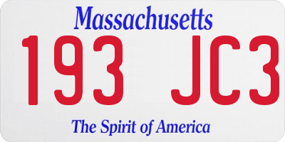 MA license plate 193JC3