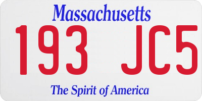 MA license plate 193JC5