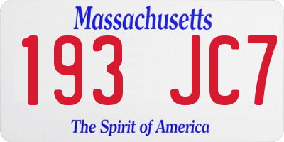MA license plate 193JC7