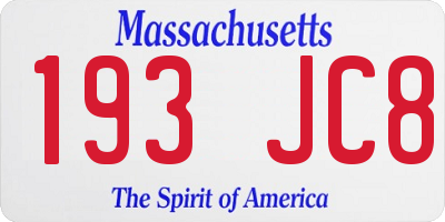 MA license plate 193JC8
